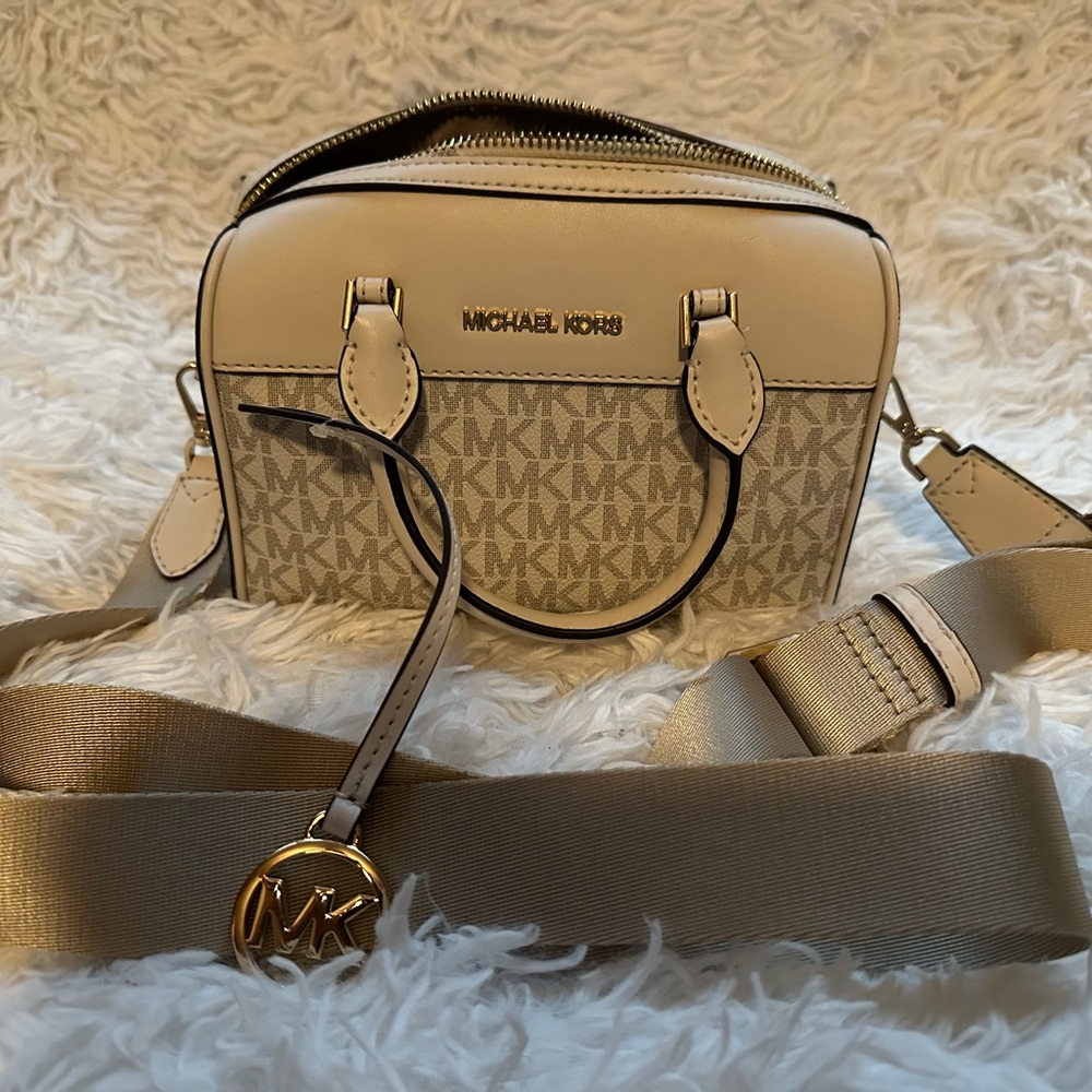 Michael Kors Beige and Gold Crossbody Bag